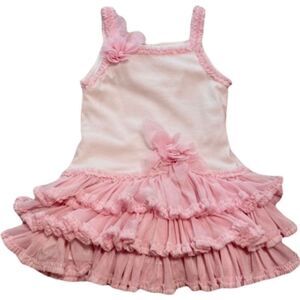 Isabella Chloe Dress Sleeveless White w/ Pink Layered Tule attached Skirt 24 M